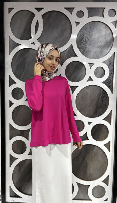 Nuss Önü Nervürlü Basic Tunik FUŞYA - 2