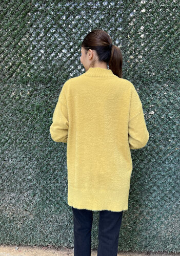 Nuss Önü Taş Çiçek İşlemeli Tunik HARDAL - 6