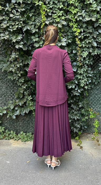 Nuss Önü Taşlı Etekli Takım BORDO - 4