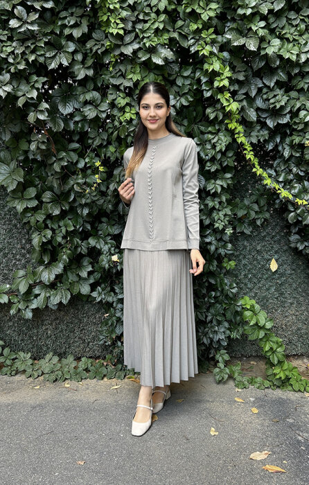 Nuss Önü Taşlı Etekli Takım HAKİ - 1