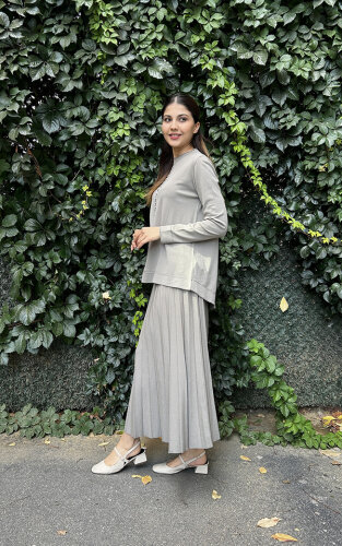 Nuss Önü Taşlı Etekli Takım HAKİ - 3