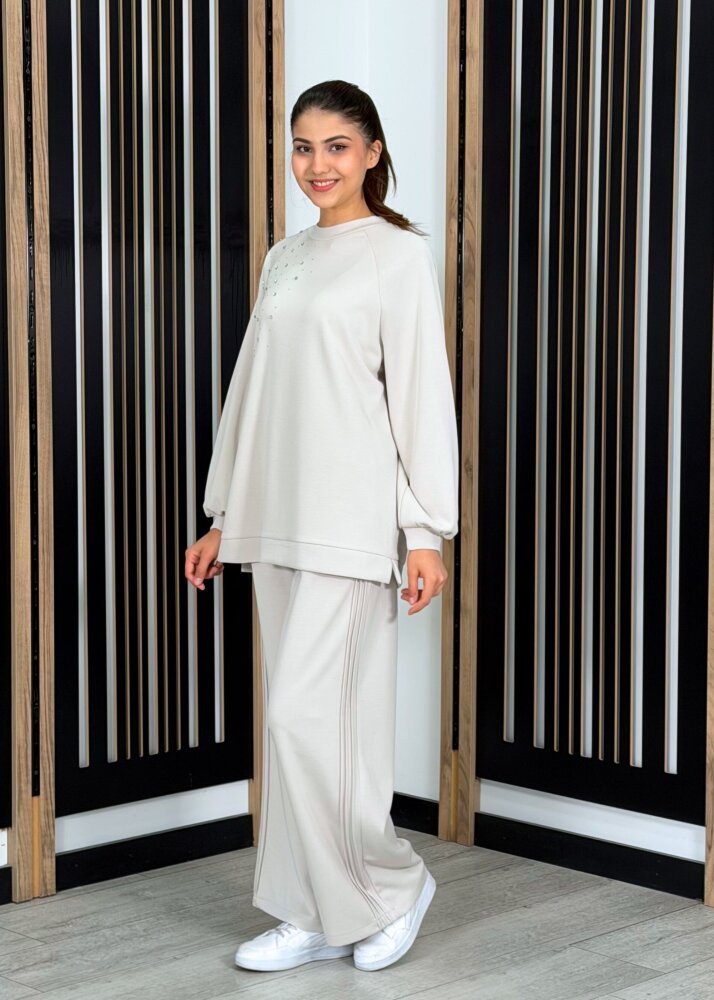 Nuss Önü Taşlı Pantolonlu Takım TAŞ