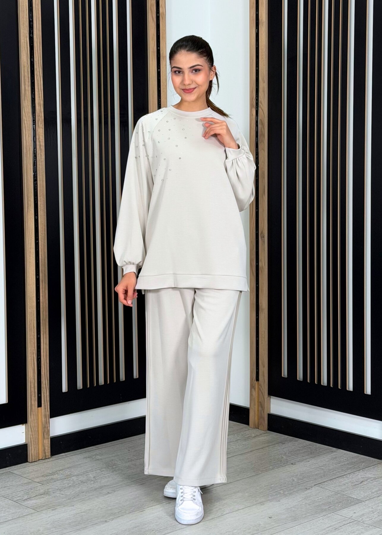 Nuss Önü Taşlı Pantolonlu Takım TAŞ - 2