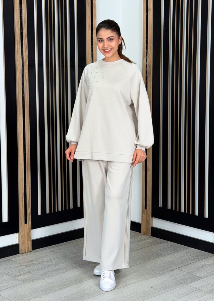 Nuss Önü Taşlı Pantolonlu Takım TAŞ - 3