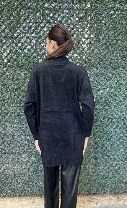 Nuss Önü Taşlı Yumoş Tunik SİYAH - 5