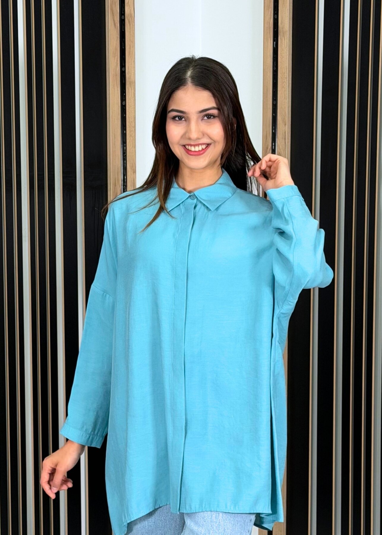 Nuss Oversize Gömlek Akdeniz - 3