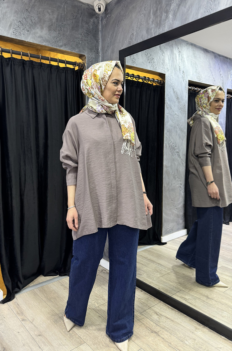 Nuss Oversize Gömlek Çikolata - 2