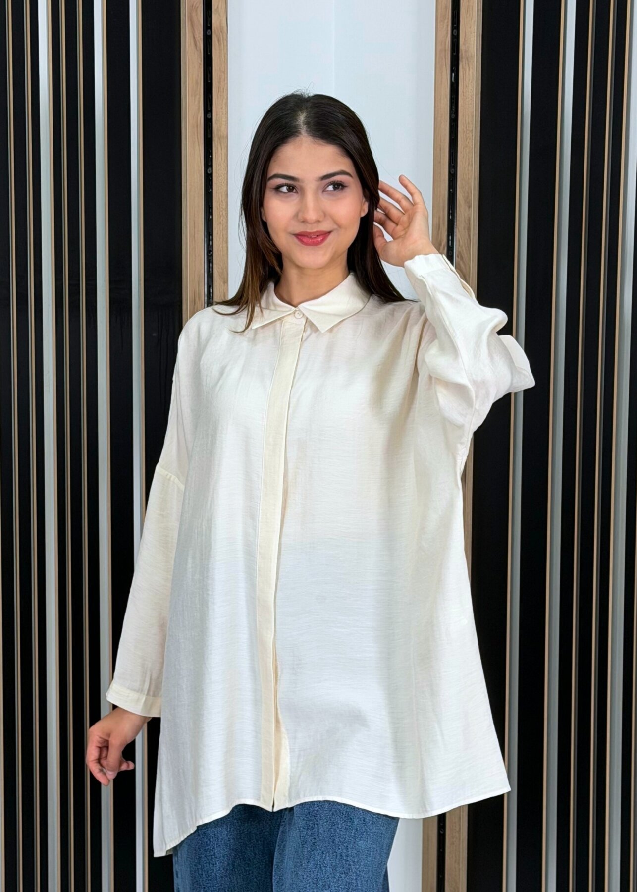 Nuss Oversize Gömlek KREM - 1