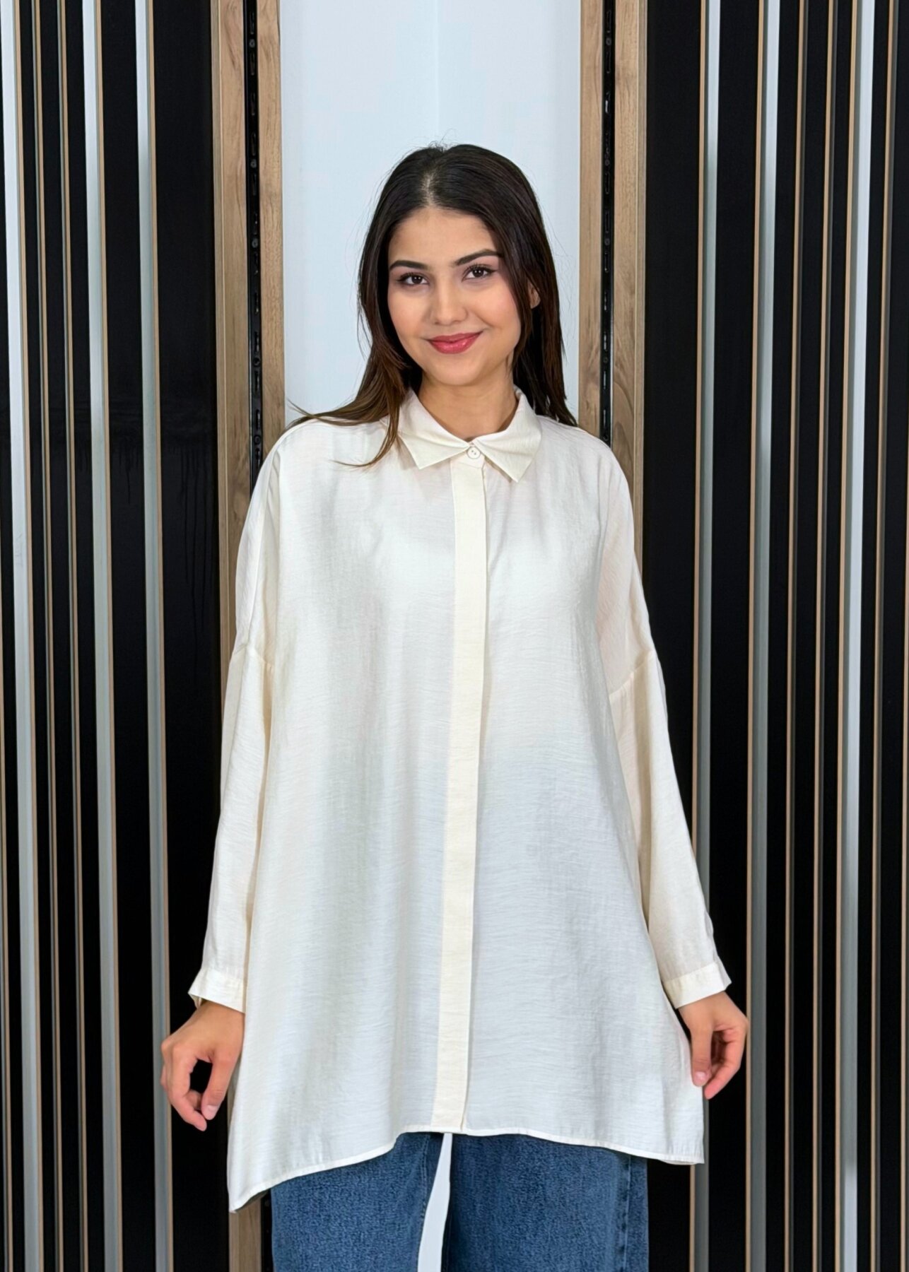 Nuss Oversize Gömlek KREM - 2