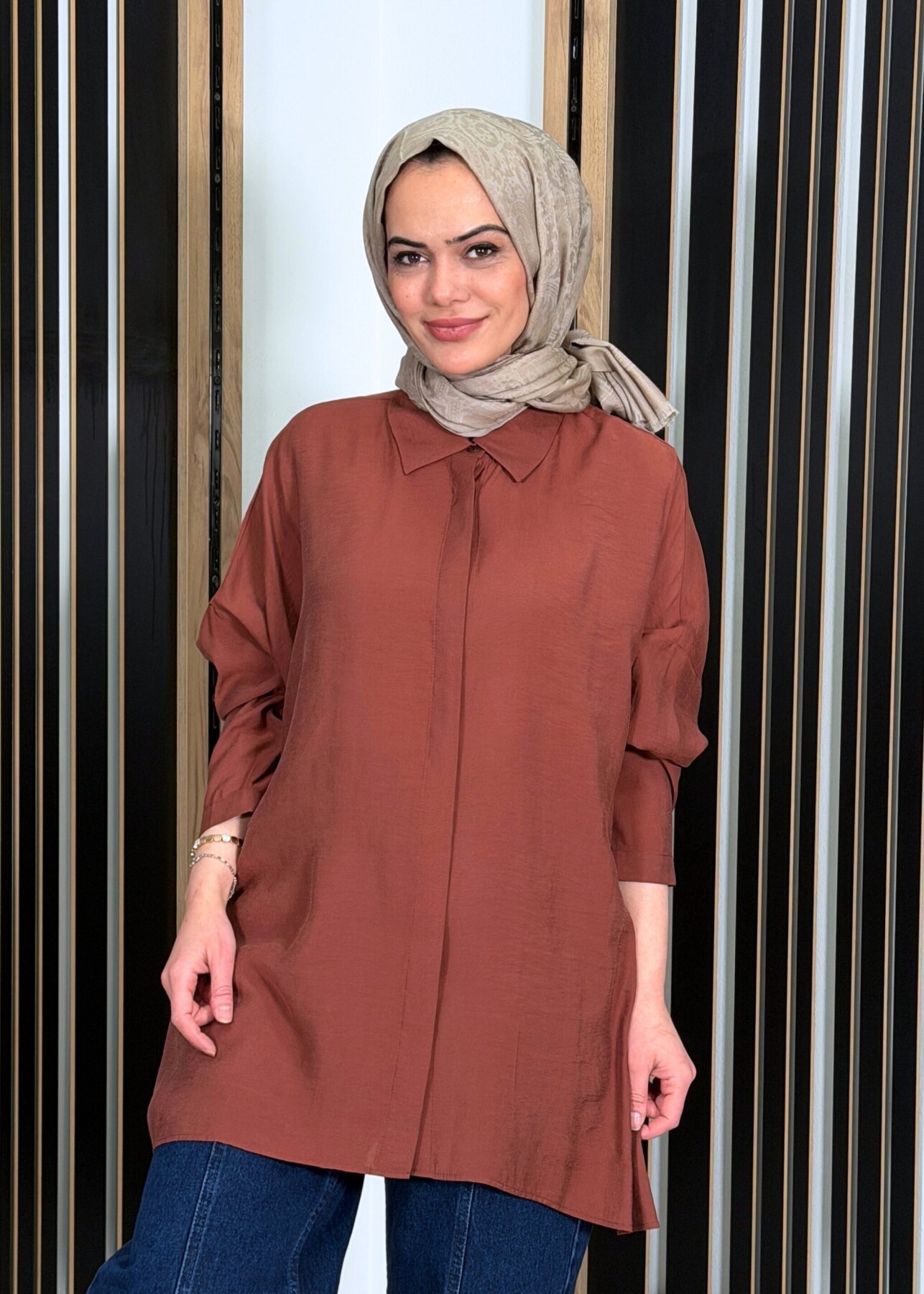 Nuss Oversize Gömlek Krokan - 1