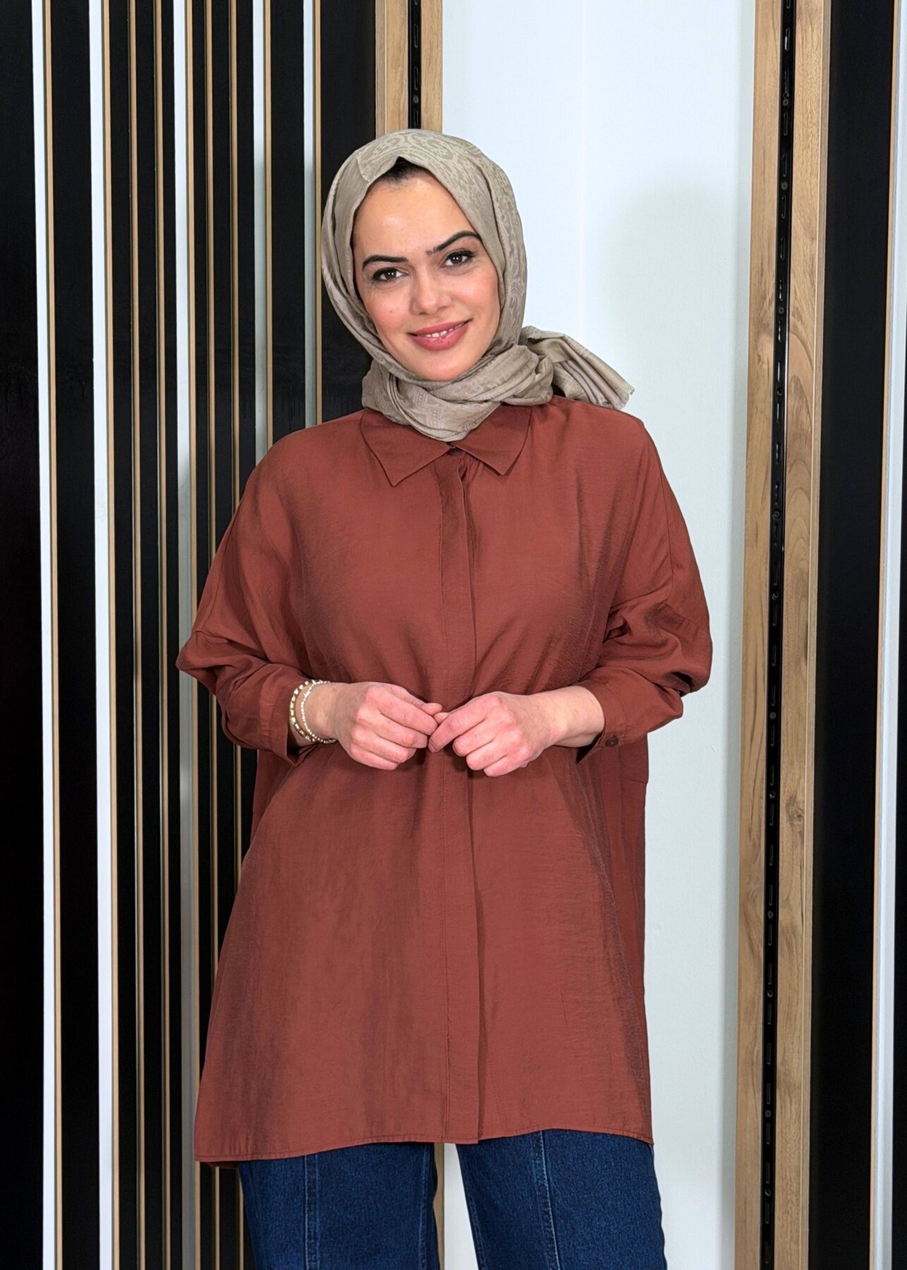 Nuss Oversize Gömlek Krokan - 2