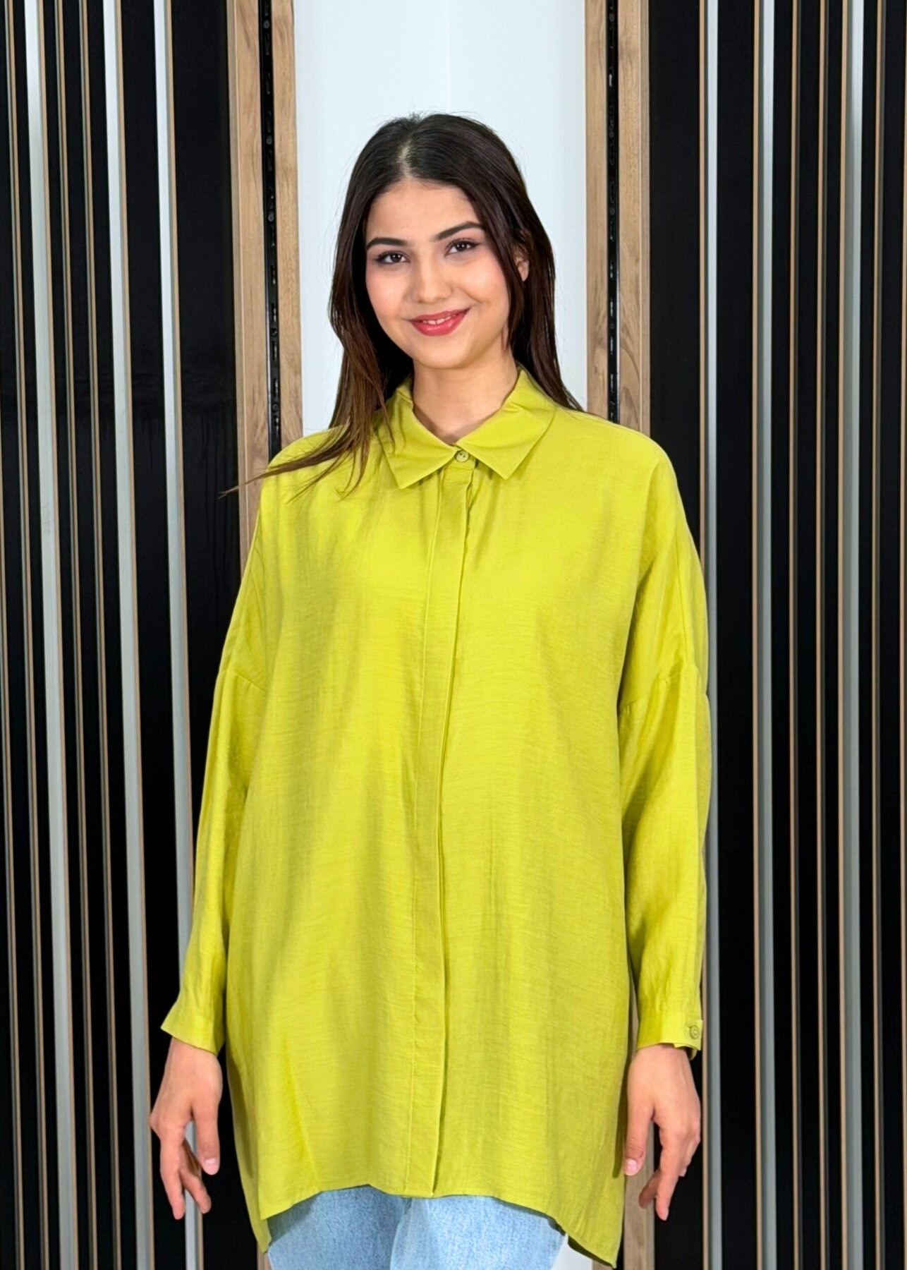 Nuss Oversize Gömlek LİME - 3