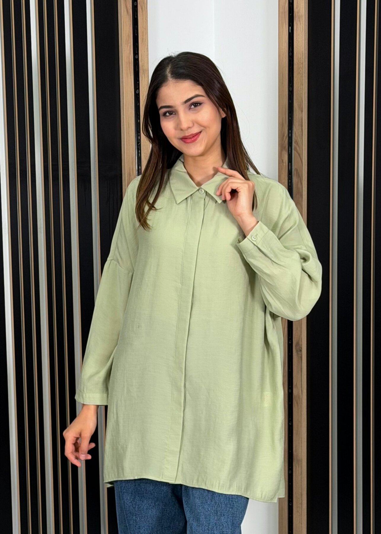 Nuss Oversize Gömlek Menta - 3