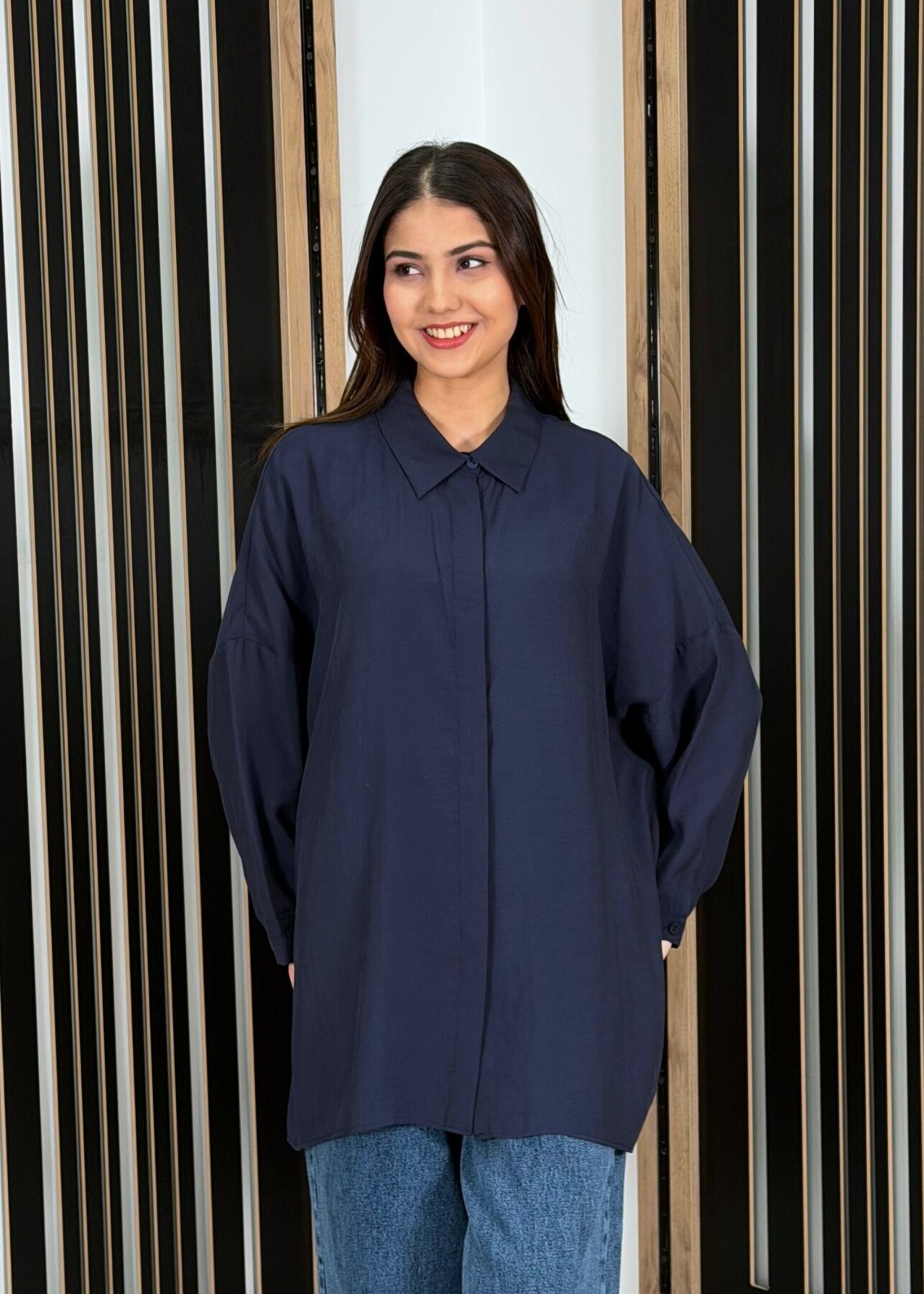 Nuss Oversize Gömlek Navy - 2