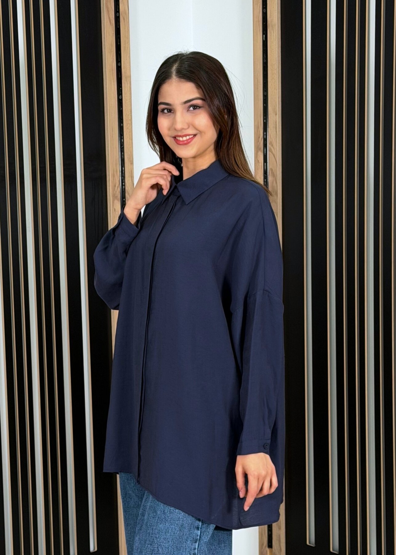 Nuss Oversize Gömlek Navy - 3