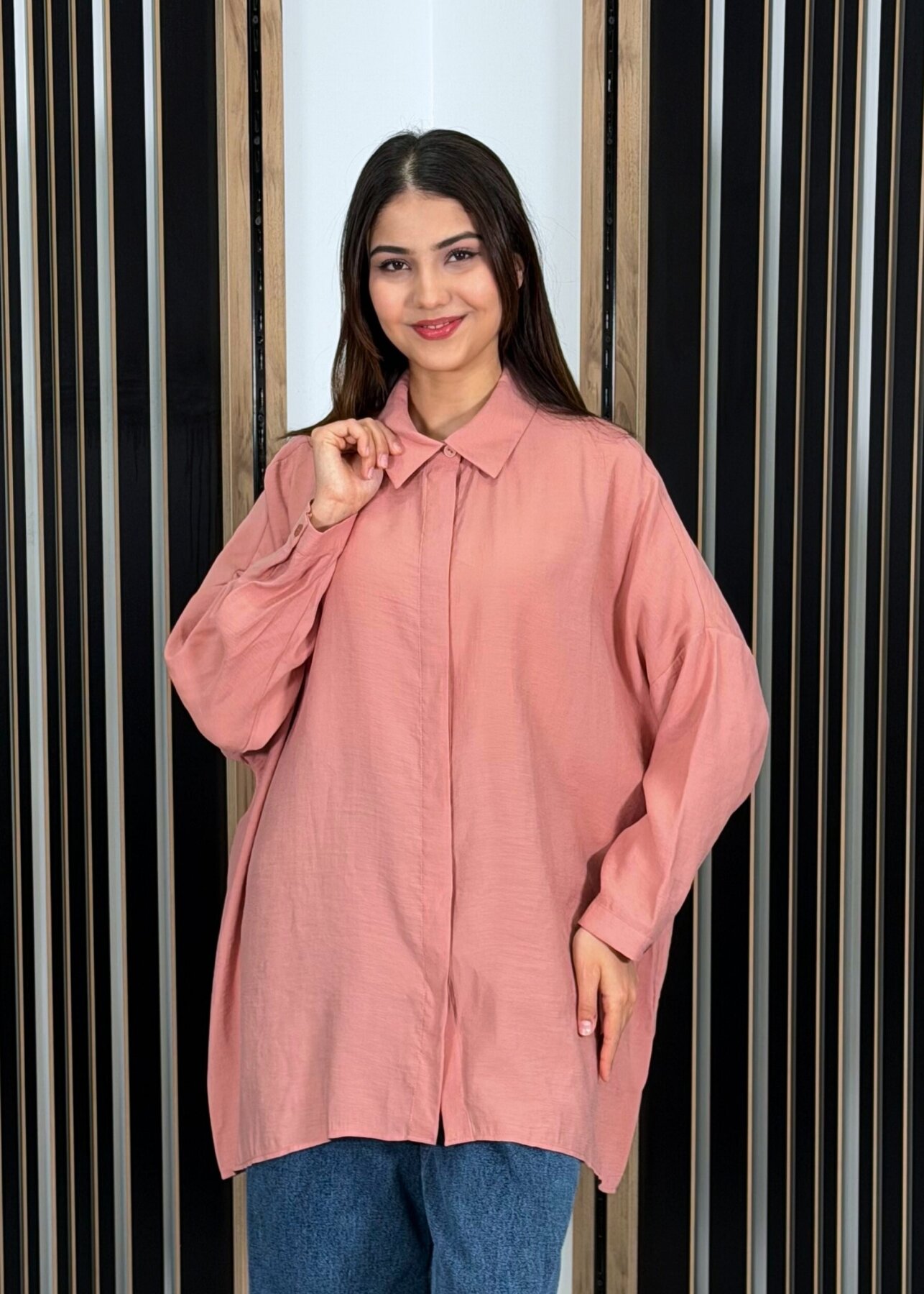 Nuss Oversize Gömlek Nude - 1