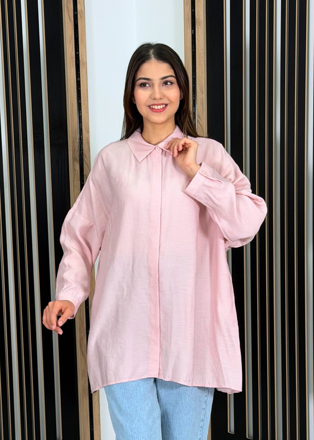 Nuss Oversize Gömlek PUDRA - 1