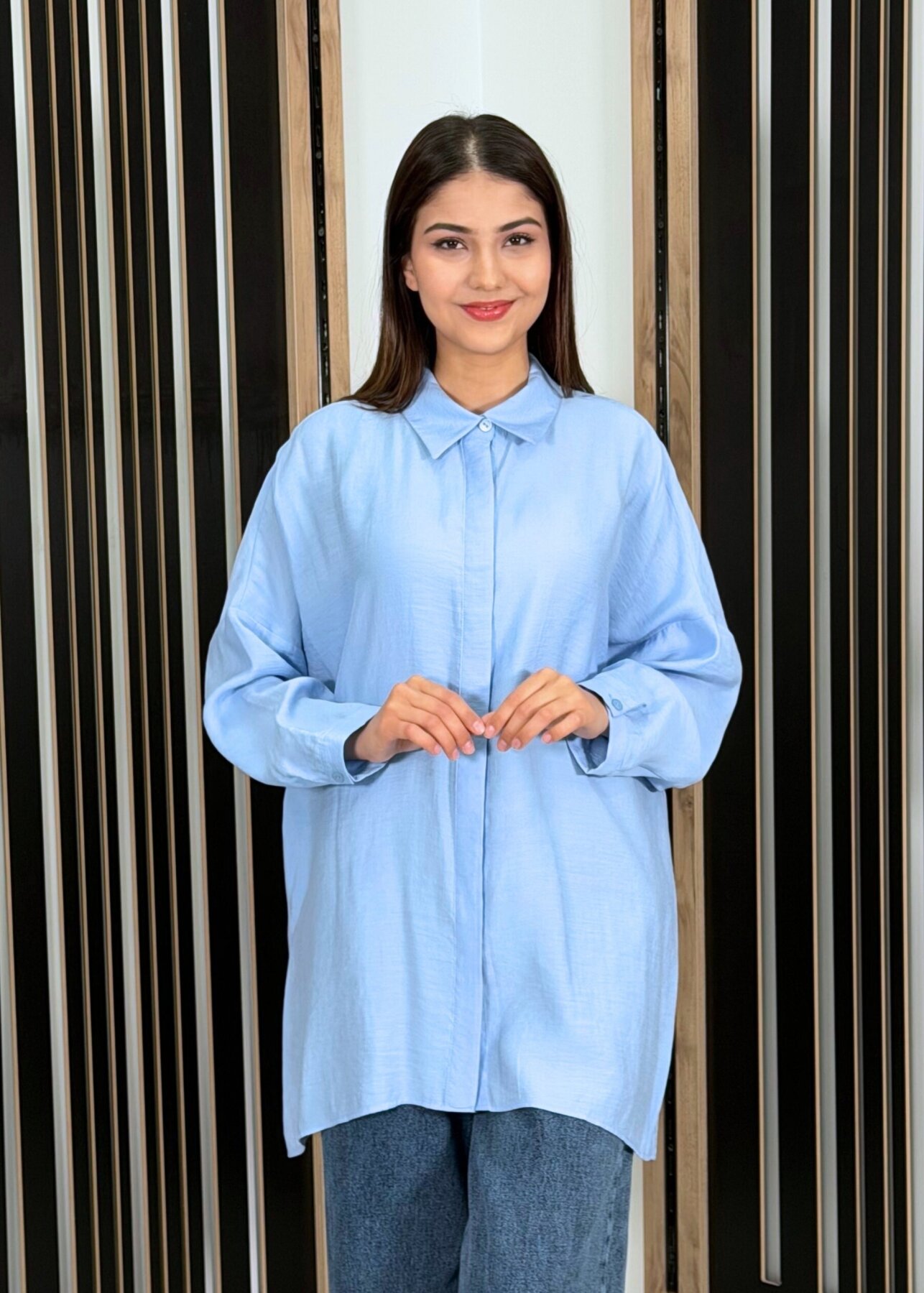 Nuss Oversize Gömlek Roos Mavi - 2