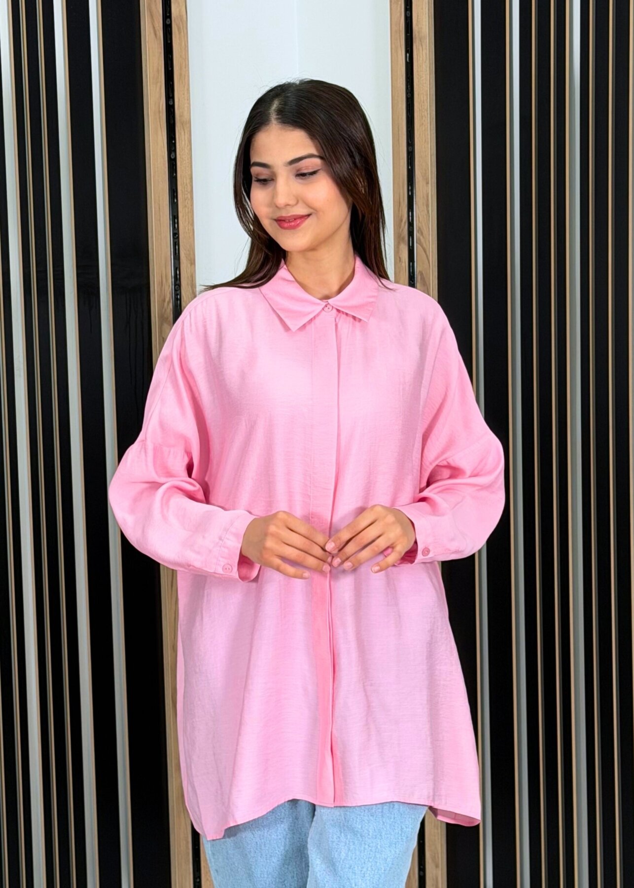 Nuss Oversize Gömlek Şeker Pembe - 2