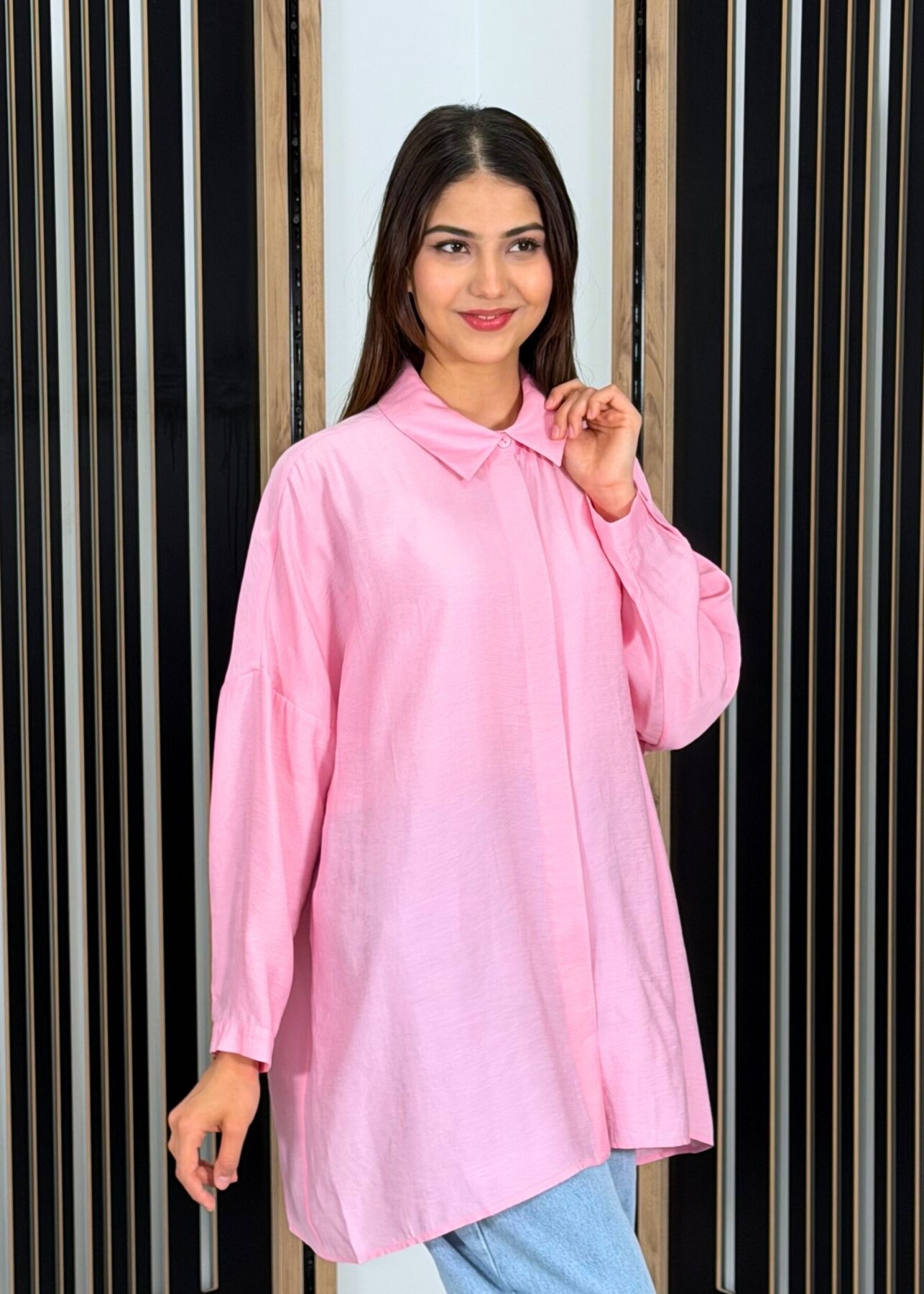 Nuss Oversize Gömlek Şeker Pembe - 3