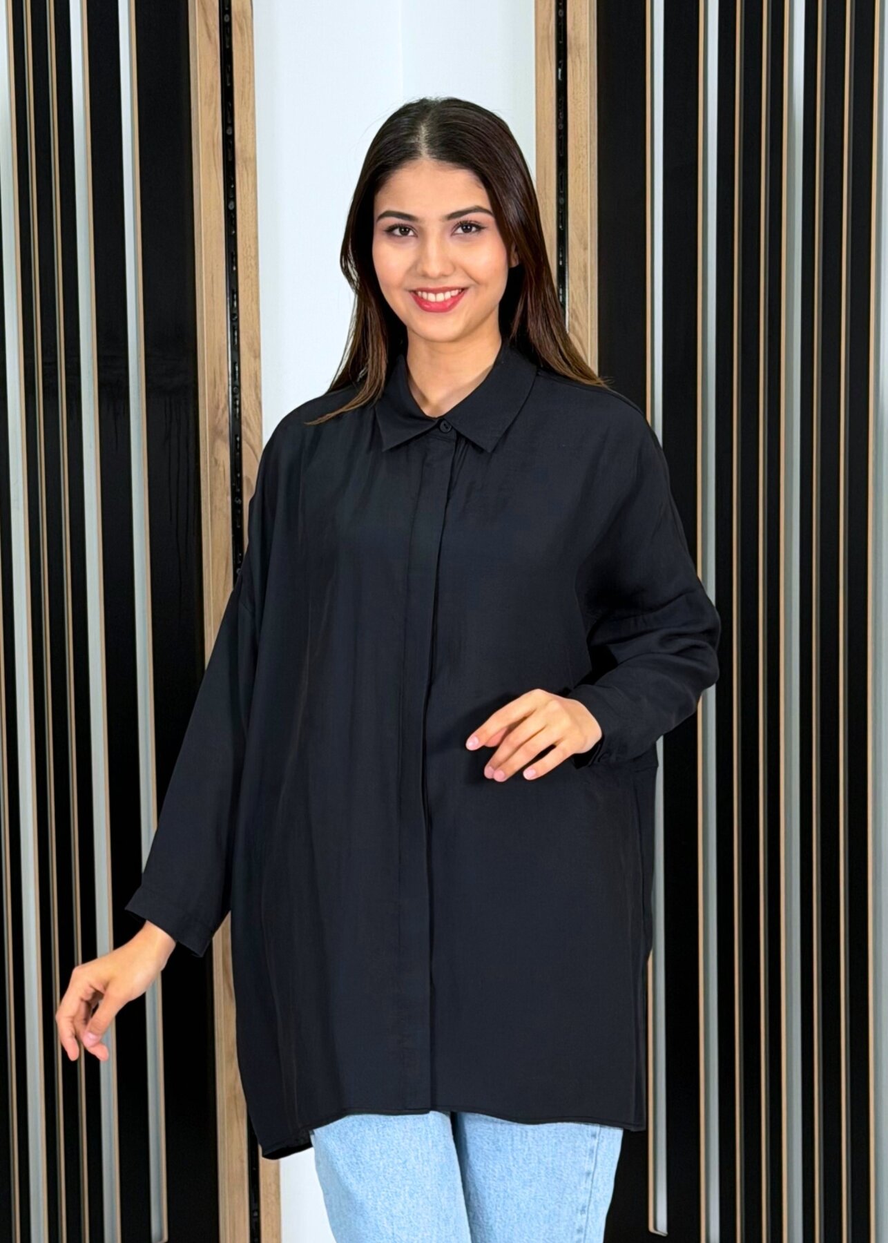Nuss Oversize Gömlek SİYAH - 3