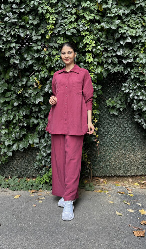 Nuss Pantolonlu Gömlek Takım BORDO - 1