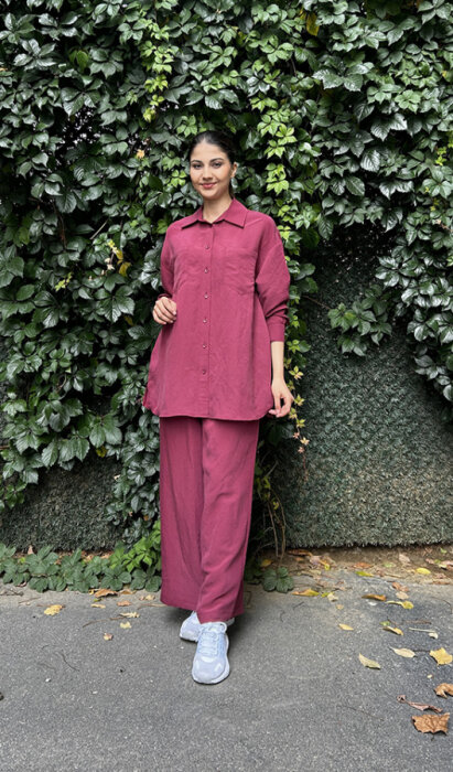Nuss Pantolonlu Gömlek Takım BORDO - 1