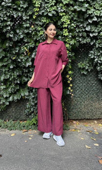 Nuss Pantolonlu Gömlek Takım BORDO - 2