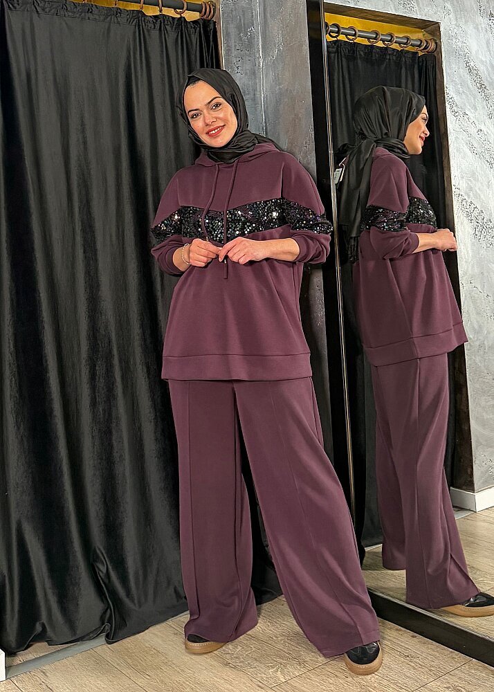 Nuss Pullu Kapuşonlu Pantolonlu Takım MÜRDÜM - 4