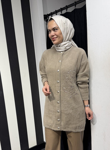 Nuss Pullu Yumoş Hırka BEJ - 2