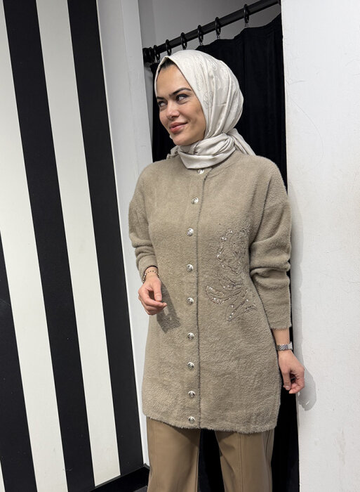 Nuss Pullu Yumoş Hırka BEJ - 2