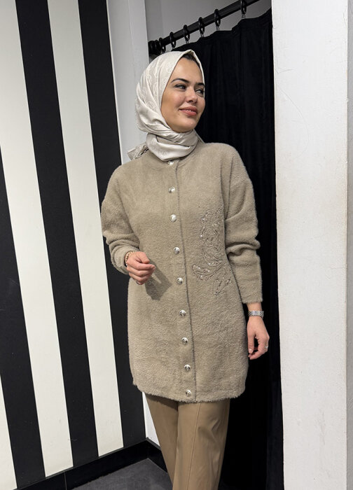 Nuss Pullu Yumoş Hırka BEJ - 3