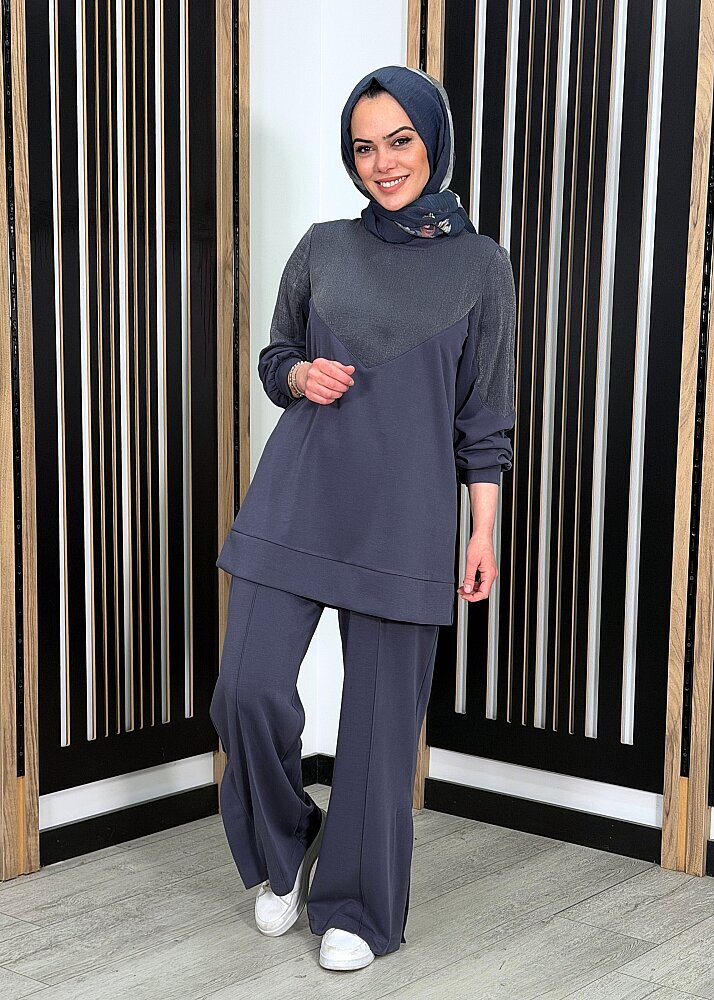 Nuss Sim Detaylı Pantolonlu Takım LACİVERT