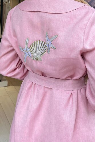 Omelya Keten Ceket PEMBE - 3