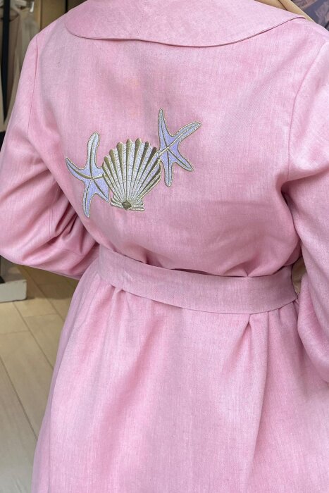 Omelya Keten Ceket PEMBE - 3