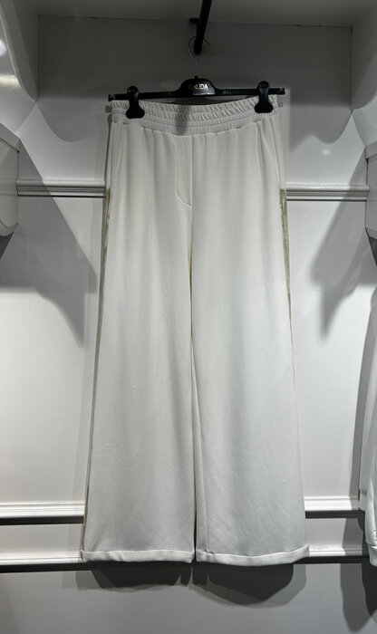 Omelya Yanları Baskılı Beli Büzgülü Pantolon EKRU - 1