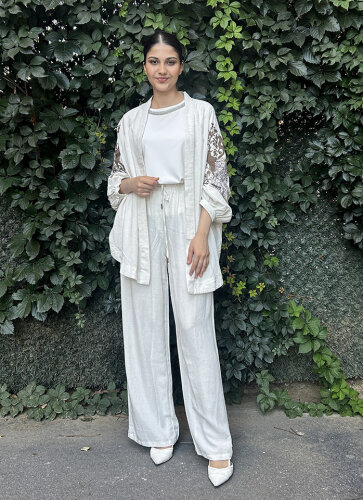 Orfeo Collection Bel Lastikli Bol Paça Pantolon Naturel - OrfeoNegro Collectio