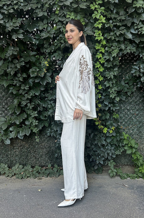 Orfeo Collection Bel Lastikli Bol Paça Pantolon Naturel - 3