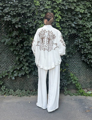 Orfeo Collection Bel Lastikli Bol Paça Pantolon Naturel - 4