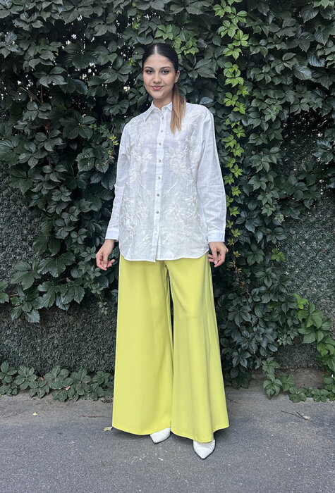 Orfeo Collection Önü Nakışlı Gömlek EKRU - 1