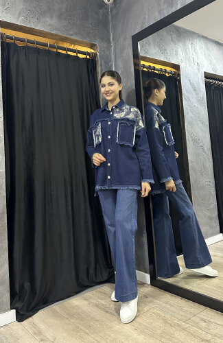 Orhan Desenli Kot Ceket LACİVERT