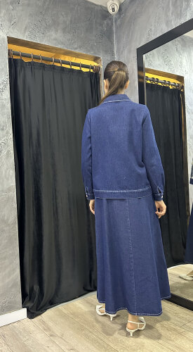 Orhan Desenli Kot Etekli Takım LACİVERT - 4