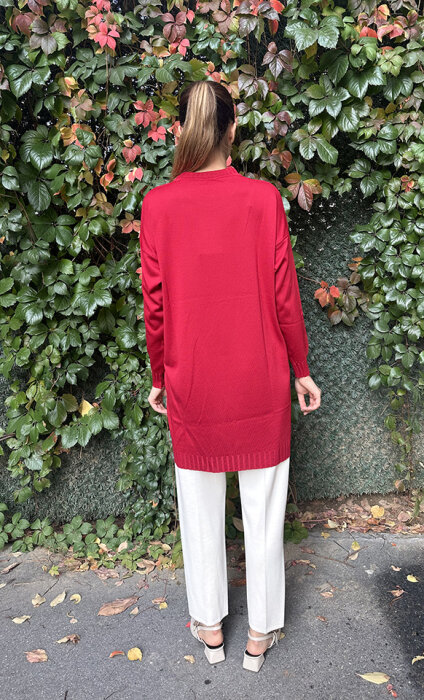 Orhan Omuzu Düğme Detaylı Tunik KIRMIZI - 4