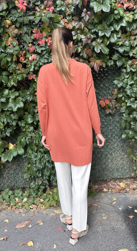 Orhan Omuzu Düğme Detaylı Tunik ORANJ - 4