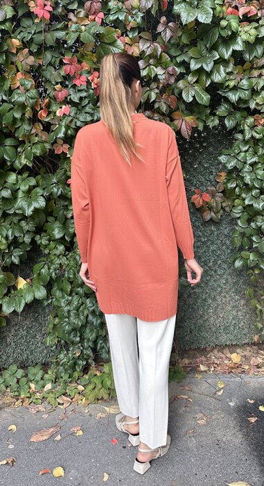 Orhan Omuzu Düğme Detaylı Tunik ORANJ - 4