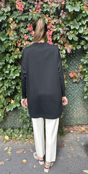 Orhan Omuzu Düğme Detaylı Tunik SİYAH - 3