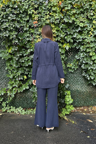 Orhan Önü Çizgili Zımba Detaylı Takım LACİVERT - 4