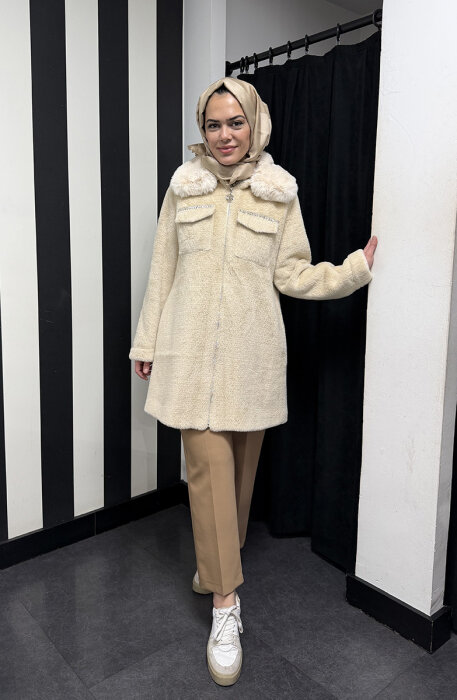 Orhan Önü Taşlı Angora Kap BEJ - 1