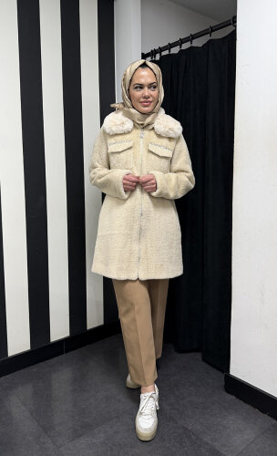 Orhan Önü Taşlı Angora Kap BEJ - 3