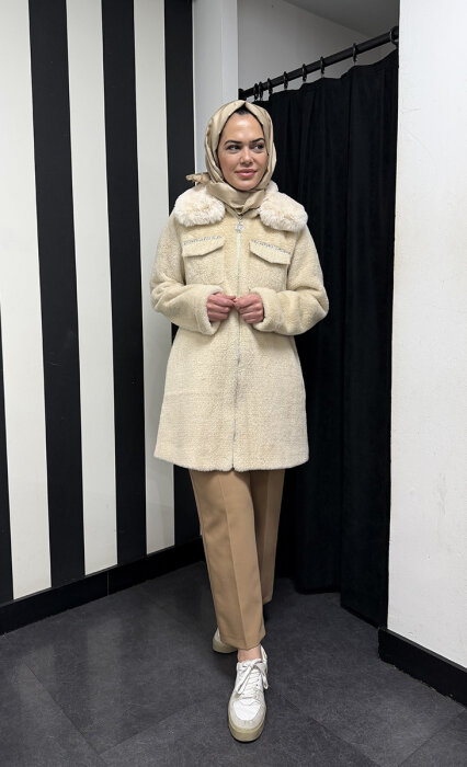 Orhan Önü Taşlı Angora Kap BEJ - 3